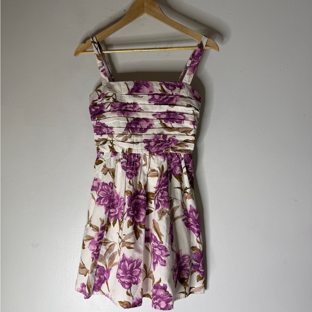 Abercrombie & Fitch White Floral Mini Dress with Purple Flowers